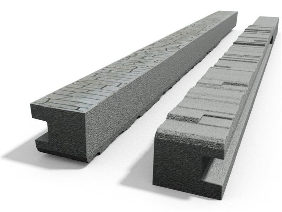 Concrete end post for 2,0 m fence (280 cm) - patterned double-sided