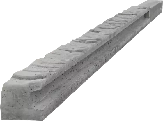 Concrete end post for 1,0 m fence (150 cm) - patterned - gray