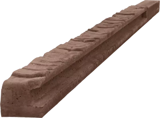 Concrete end post for 1,0 m fence (150 cm) - patterned - brown