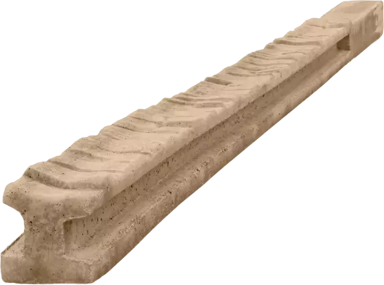Durchgehender Betonpfosten für 2,0 m Zaun (280 cm) gemustert - sand