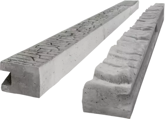 Concrete end post for 2,0 m fence (280 cm) - patterned double-sided