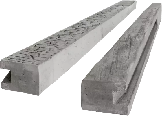 Betonový sloupek koncový na 2,0 m plot (275 cm) vzorovaný oboustranný - dřevo - šedá