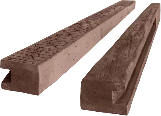 Betonový sloupek koncový na 2,0 m plot (275 cm) vzorovaný oboustranný - dřevo - hnědá