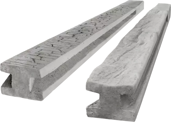 Betonový sloupek průběžný na 2,0 m plot (275 cm) vzorovaný oboustranný - dřevo - šedá