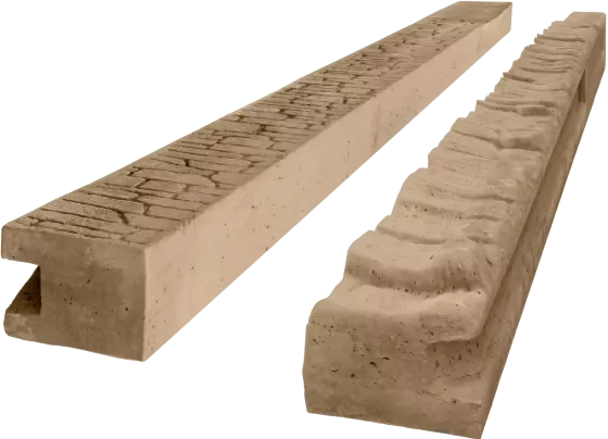 Concrete end post for 1,0 m fence (160 cm) - patterned double-sided - sand