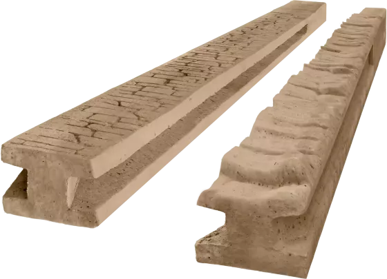 Durchgehender Betonpfosten für 2,0 m Zaun (280 cm) beidseitig gemustert - sand