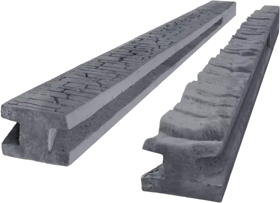 Concrete slotted post for 2,0 m fence (280 cm) - patterned double-sided - graphite