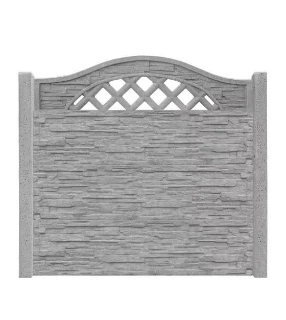 Betonový plot vzor 3 - štípaný kámen s mřížkou