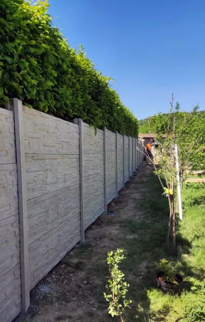 Betonový plot - štípaný kámen