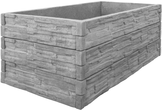 Betonový vyvýšený záhon - 1 x 2 m - štípaný kámen