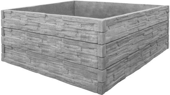 Betonový vyvýšený záhon - 2 x 2 m - štípaný kámen
